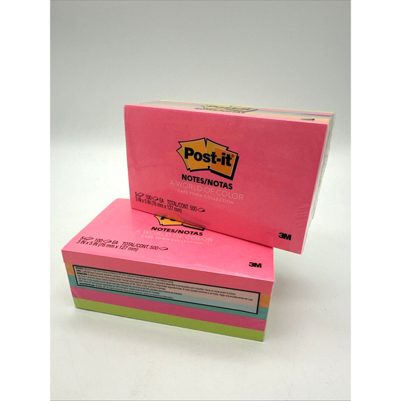 2 Post-it Original Pads Cape Town Colors 3 x 5 100-Sheet 5/Pack - Picture 1 of 2